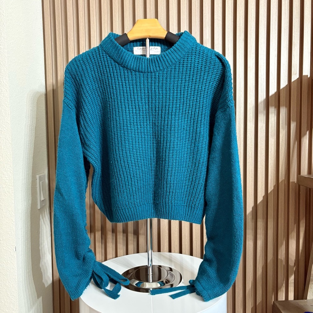 💙 Emma & Sam Teal Knit Sweater with Sleeve Tie Detail | Size S 💙
